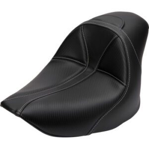 SADDLEMEN Dominator Solo Seat - w/o Backrest - Black w/ Gray Stitching - FL/FX '06-'17 806-12-0042